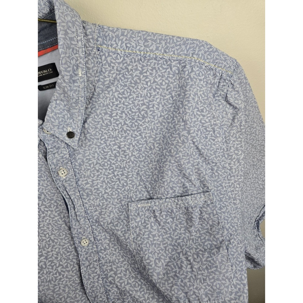 Buffalo David Bitton Mens XXL Slim Fit Short Sleeve Button Down Shirt Blue White - Picture 16 of 16